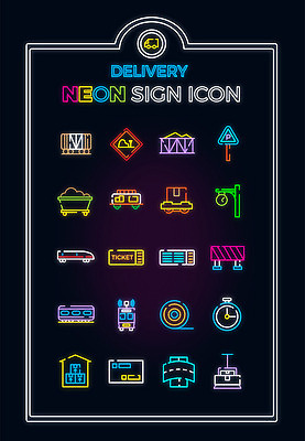 아이콘 도로 공사 사람없음 세트 기차 시간 표지판 티켓 라인아이콘 배송 창고 네온 스톱워치 주차장표시 2D아이콘 AI파일 길 육상교통 시계 교통시설 표시 대중교통 건설업 알림판 파일형식 벡터