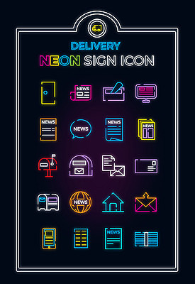 아이콘 주택 사람없음 세트 문 우체통 뉴스 어플리케이션 편지 라인아이콘 배송 전달 네온 배달어플 2D아이콘 AI파일 건물 파일형식 벡터