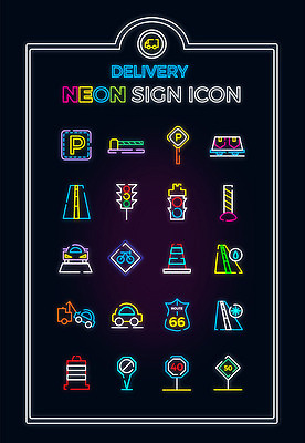 아이콘 도로 자동차 사람없음 세트 표지판 정지 신호등 라인아이콘 배송 네온 견인 공사중 주차표시 2D아이콘 AI파일 길 육상교통 교통시설 모션 표시 알림판 공사 파일형식 벡터