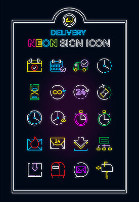 아이콘 시계 불 사람없음 세트 달력 우체통 화물 이메일 라인아이콘 모래시계 배송 체크표시 네온 24시간 무한 초시계 2D아이콘 AI파일 자연요소 모래 운송업 시간 확인 파일형식 벡터