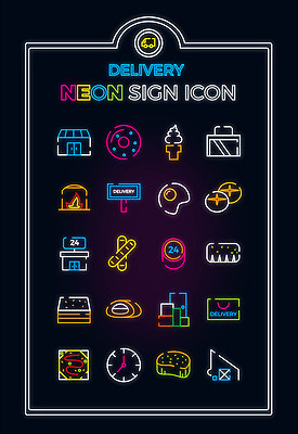 아이콘 빵 시계 아이스크림 사람없음 세트 계란 운반 도넛 라인아이콘 배송 네온 화로 철가방 24시간 2D아이콘 AI파일 그릇 음식 가방 디저트 알 시간 파일형식 벡터