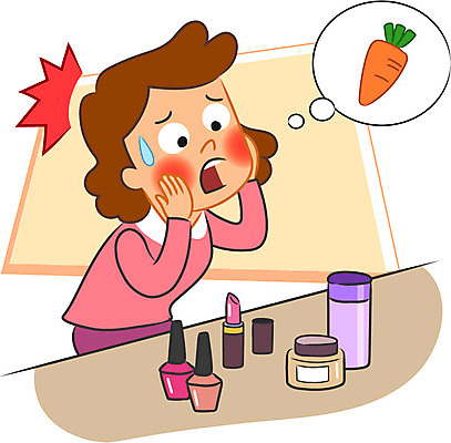 캐릭터 여자 일러스트 한명 성인 놀람 화장품 당근 질병 홍조 일러캐릭터 AI파일 1 감정 의학 뿌리채소 표정 사람 뷰티 증상 파일형식 벡터