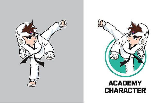 캐릭터 교육 남자 일러스트 청소년 두명 무도 킥 태권도 학원 일러캐릭터 AI파일 스포츠 모션 사람 격투기 파일형식 벡터