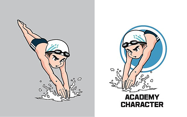 캐릭터 교육 남자 스포츠 일러스트 청소년 두명 수영 다이빙 학원 일러캐릭터 AI파일 사람 수상스포츠 수중스포츠 파일형식 벡터