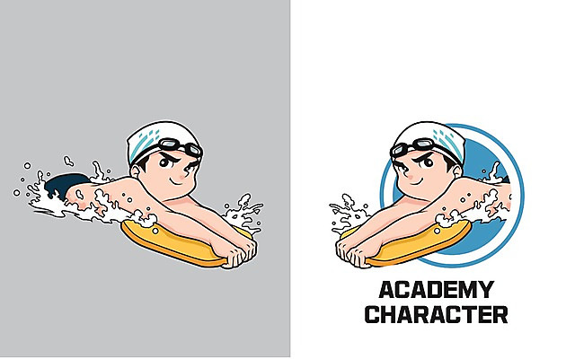 캐릭터 교육 남자 스포츠 일러스트 청소년 두명 수영 학원 킥판 일러캐릭터 AI파일 사람 수상스포츠 수영용품 파일형식 벡터