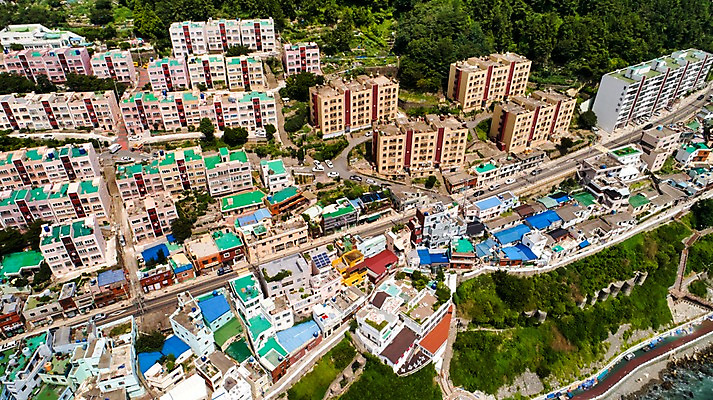 포토 JPG 주간 나무 사진 아파트 한국 풍경 빌딩 사람없음 야외 건물 하이앵글 마을 부산 항공촬영 영도 흰여울문화마을 국내포토 자연요소 식물 건축물 아시아 뷰포인트 주택 파일형식