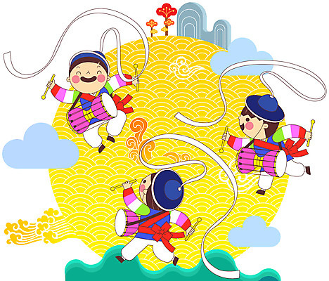 구름 명절 남자 일러스트 성인 세명 추석 전통놀이 보름달 한복 풍물놀이 사물놀이 장구 상모돌리기 어린이만 국내일러스트 AI파일 자연요소 한국전통 전통 기념일 놀이 타악기 국악기 국악 사람 달 전통의상 전통공연 파일형식 벡터