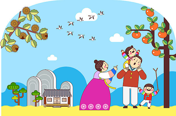 전신 나무 구름 여자 명절 남자 딸 아들 어린이 일러스트 가족 조류 하늘 엄마 주택 감 여러명 성인 추석 아빠 밤송이 한복 감나무 국내일러스트 AI파일 자연요소 식물 동물 한국전통 전통 기념일 다수 과일 관계 사람 건물 밤_견과류 전통의상 파일형식 벡터