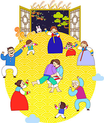 전신 나무 여자 명절 할아버지 노년 남자 할머니 어린이 일러스트 창문 가족 응원 감 여러명 성인 추석 벼 보름달 한복 친척 씨름 국내일러스트 AI파일 식물 한국전통 전통 기념일 스포츠 다수 과일 관계 곡류 사람 전통놀이 달 전통의상 파일형식 벡터