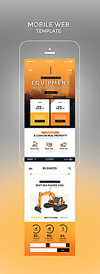 PSD 템플릿 건축 웹템플릿 비즈니스 디자인시안 모바일 사람없음 스마트폰 홈페이지 주황색 건설현장 포크레인 모바일템플릿 모바일웹 이미지템플릿 컬러 건설업 핸드폰 스마트기기 중장비 파일형식