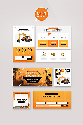 PSD 템플릿 건축 웹템플릿 비즈니스 디자인시안 사람없음 홈페이지 주황색 건설현장 포크레인 UI UI키트 이미지템플릿 컬러 건설업 중장비 파일형식