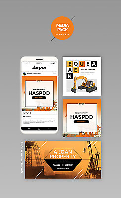 PSD 템플릿 건축 웹템플릿 비즈니스 디자인시안 모바일 사람없음 세트 홈페이지 주황색 건설현장 포크레인 소셜네트워크 미디어팩 SNS배너 이미지템플릿 컬러 건설업 중장비 파일형식