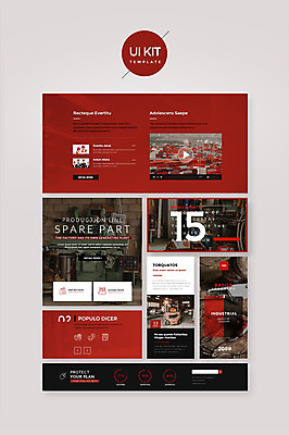 PSD 템플릿 웹템플릿 비즈니스 공장 디자인시안 사람없음 빨간색 홈페이지 제조 컨테이너 지게차 UI UI키트 이미지템플릿 산업 컬러 공업 중장비 파일형식