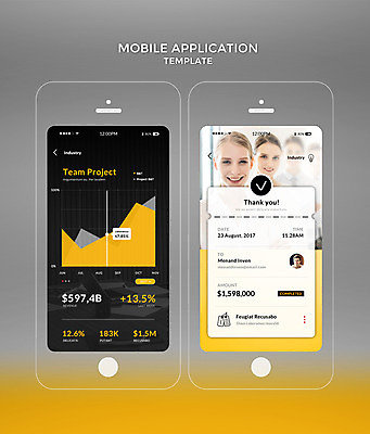 PSD 서양인 템플릿 여자 남자 웹템플릿 비즈니스 디자인시안 모바일 그래프 여러명 20대 성인 스마트폰 홈페이지 노란색 비즈니스맨 비즈니스우먼 어플리케이션 모바일템플릿 성인만 모바일앱 이미지템플릿 외국인 컬러 다수 사람 청년 핸드폰 스마트기기 직장인 파일형식