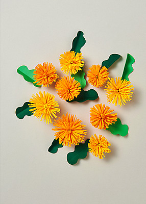 포토 JPG 스튜디오촬영 꽃 종이 잎 사진 나뭇잎 실내 사람없음 보자기 페이퍼아트 민들레 종이공예 스타티스 국내포토 식물 내부 공예 파일형식 천_직물