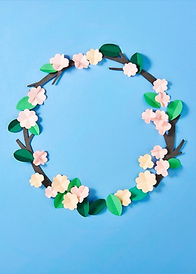 포토 JPG 스튜디오촬영 꽃 종이 잎 사진 나뭇잎 프레임 실내 사람없음 벚꽃 나뭇가지 보자기 페이퍼아트 종이공예 스타티스 국내포토 나무 식물 내부 공예 파일형식 천_직물