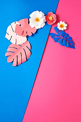 포토 JPG 스튜디오촬영 꽃 종이 잎 사진 나뭇잎 프레임 실내 사람없음 컬러풀 보자기 페이퍼아트 종이공예 스타티스 국내포토 식물 컬러 내부 공예 파일형식 천_직물