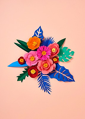 포토 JPG 스튜디오촬영 꽃 종이 잎 사진 나뭇잎 프레임 실내 사람없음 컬러풀 보자기 페이퍼아트 종이공예 스타티스 국내포토 식물 컬러 내부 공예 파일형식 천_직물