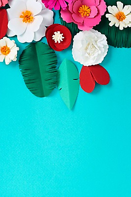 포토 JPG 스튜디오촬영 꽃 종이 잎 사진 나뭇잎 프레임 실내 사람없음 보자기 페이퍼아트 종이공예 동백 국내포토 식물 내부 공예 파일형식 천_직물