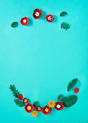 포토 JPG 스튜디오촬영 꽃 종이 잎 사진 나뭇잎 프레임 실내 사람없음 보자기 페이퍼아트 종이공예 동백 국내포토 식물 내부 공예 파일형식 천_직물