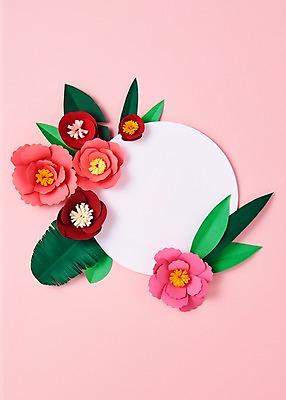 포토 JPG 스튜디오촬영 꽃 종이 잎 사진 나뭇잎 프레임 실내 사람없음 보자기 원형 페이퍼아트 카네이션 종이공예 동백 국내포토 도형 식물 내부 공예 파일형식 천_직물