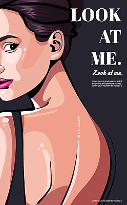 여자 일러스트 한명 상반신 성인 신체부위 등 뒤돌아보기 팝아트 국내일러스트 AI파일 1 모션 사람 그림 파일형식 벡터