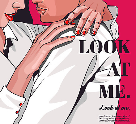 여자 남자 일러스트 포옹 상반신 성인 두명 신체부위 마주보기 팝아트 국내일러스트 AI파일 안기 모션 사람 그림 파일형식 벡터