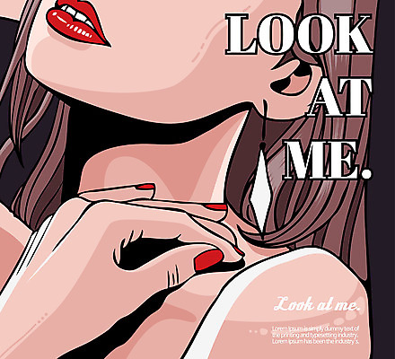 여자 일러스트 한명 상반신 성인 신체부위 귀걸이 입술 팝아트 국내일러스트 AI파일 1 장신구 사람 그림 파일형식 벡터