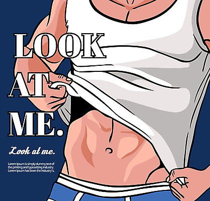 남자 일러스트 근육 한명 상반신 성인 신체부위 팝아트 식스팩 국내일러스트 AI파일 1 사람 그림 파일형식 벡터