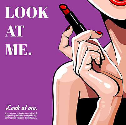 여자 일러스트 한명 들기 상반신 성인 신체부위 립스틱 팝아트 국내일러스트 AI파일 1 모션 사람 화장품 그림 파일형식 벡터