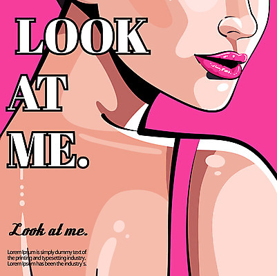 여자 일러스트 한명 성인 신체부위 등 뒤돌아보기 입술 팝아트 국내일러스트 AI파일 1 모션 사람 그림 파일형식 벡터