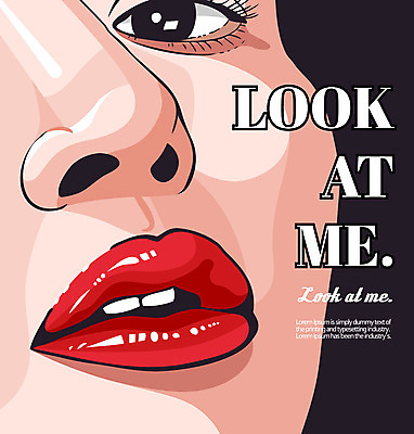 여자 얼굴 일러스트 한명 상반신 성인 신체부위 입술 코 팝아트 안구 국내일러스트 AI파일 1 사람 그림 파일형식 벡터