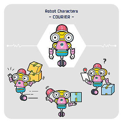 캐릭터 일러스트 사람없음 세트 물음표 택배기사 배달원 로봇 택배 위치 사물캐릭터 일러캐릭터 AI파일 직업 기호 운송업 파일형식 벡터