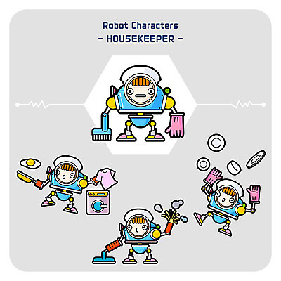 캐릭터 가사 일러스트 요리 사람없음 세트 빨래 설거지 청소 로봇 주부 고무장갑 세탁기 가정부 사물캐릭터 일러캐릭터 AI파일 직업 장갑 가전제품 고무 파일형식 벡터