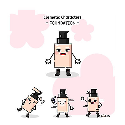 캐릭터 일러스트 사람없음 세트 화장 뷰티 화장품 사물캐릭터 파운데이션 일러캐릭터 AI파일 파일형식 벡터