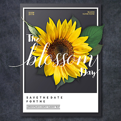 PSD 편집이미지 꽃 나뭇잎 해바라기 타이포그라피 사람없음 합성 이미지편집 식물 문자 잎 파일형식