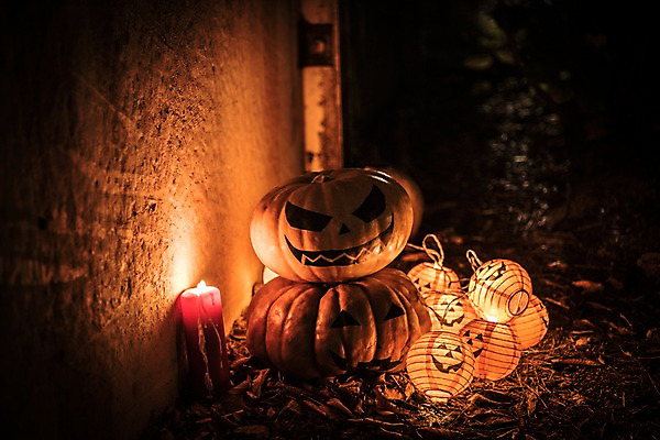 포토 JPG 벽 촛불 나뭇잎 조명 사람없음 야외 빛 할로윈 야간 공포 잭오랜턴 국내포토 자연요소 잎 초 파일형식