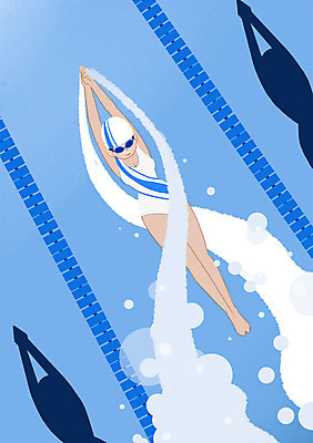 전신 PSD 여자 수영복 스포츠 올림픽 일러스트 수영장 성인 세명 운동 수영 수영선수 레인 배영 국내일러스트 옷 운동선수 건강 사람 수상스포츠 파일형식