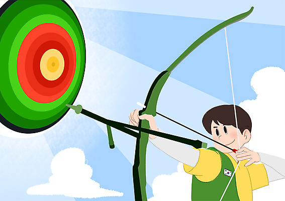 PSD 남자 스포츠 올림픽 일러스트 한명 상반신 성인 운동 과녁판 양궁 양궁선수 양궁과녁 국내일러스트 1 운동선수 건강 사람 파일형식