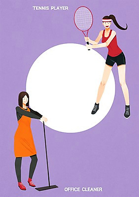 전신 PSD 직업 여자 일러스트 프레임 성인 두명 테니스라켓 테니스선수 청소부 대걸레 프레임일러스트 국내일러스트 운동선수 사람 테니스 라켓 청소도구 파일형식