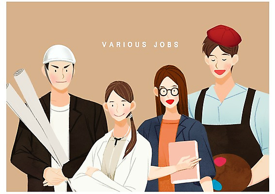 PSD 직업 여자 남자 일러스트 들기 여러명 상반신 성인 책 교사 설계도 의사 팔레트 화가 건축설계사 국내일러스트 다수 모션 건설업 사람 의료진 건축가 파일형식