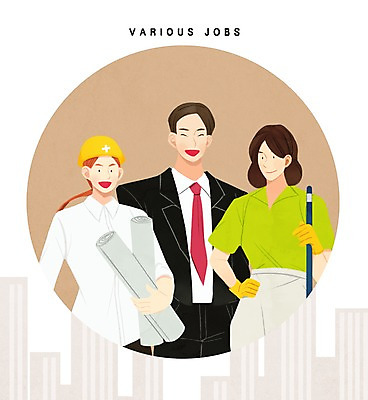 PSD 직업 여자 남자 일러스트 들기 상반신 성인 세명 설계도 직장인 청소부 건축설계사 국내일러스트 모션 건설업 사람 건축가 파일형식