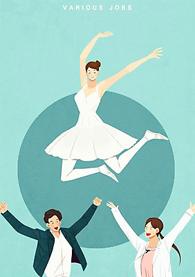 전신 PSD 직업 여자 남자 일러스트 상반신 성인 세명 점프 의사 직장인 발레리나 국내일러스트 모션 사람 의료진 발레 파일형식