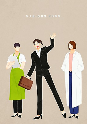 전신 PSD 직업 여자 남자 가방 일러스트 성인 세명 의사 직장인 영양사 국내일러스트 잡화 사람 의료진 파일형식