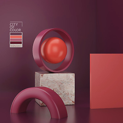 도형 PSD 편집이미지 컬러 백그라운드 사람없음 빨간색 컬러풀 3D 사각형 원형 고리 입체 디지털합성 합성 입체도형 편집3D 컬러칩 파일형식