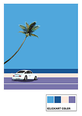 PSD 도로 바다 컬러 백그라운드 일러스트 자동차 사람없음 여름 야자수 국내일러스트 컬러칩 나무 계절 길 육상교통 교통시설 파일형식
