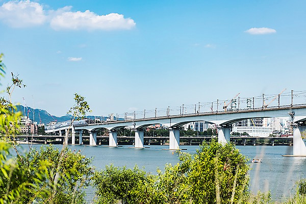 포토 JPG 주간 나무 구름 건축 하늘 서울 한국 풍경 사람없음 야외 건물 한강 당산철교 한강다리 가교 국내포토 자연요소 식물 건축물 아시아 다리_건축물 랜드마크 파일형식