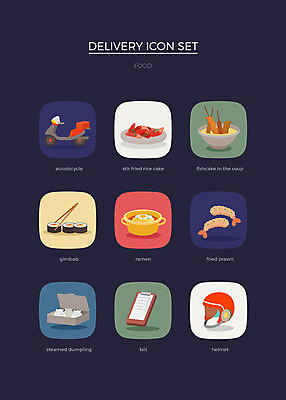 아이콘 사람없음 세트 오토바이 라면 어묵 헬멧 떡볶이 분식 배송 김밥 웹아이콘 새우튀김 계산서 음식배달 2D아이콘 AI파일 음식 새우 바이크 튀김 면류 보호장비 파일형식 벡터