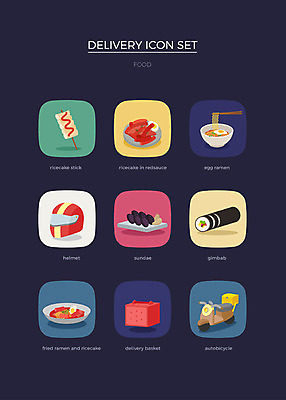 아이콘 사람없음 세트 오토바이 라면 꼬치 헬멧 떡볶이 분식 배송 김밥 웹아이콘 순대 철가방 음식배달 2D아이콘 AI파일 음식 가방 바이크 면류 보호장비 파일형식 벡터