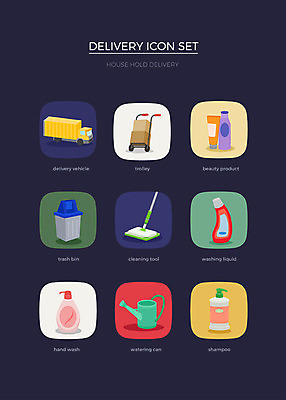 아이콘 사람없음 세트 수레 화장품 물뿌리개 트럭 쓰레기통 세제 배송 웹아이콘 샴푸 대걸레 핸드워시 2D아이콘 AI파일 자동차 위생용품 뷰티 카트 청소도구 파일형식 벡터